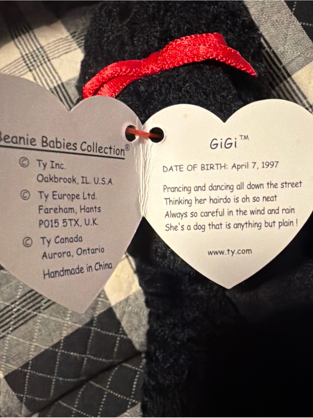 Gigi TY Beanie Baby 1997 1998 Poodle with *Tag Anomalies* Retired - Picture 5 of 9